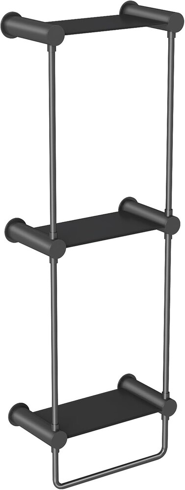 YUMORE Matte Black Towel Storage for Bathroom, 3 Tier Towel Rack with Shelf and Towel Bar, Wall Mounted Towel Racks for Bathroom Towel Storage and Organizer