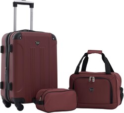 Travelers Club Chicago Hardside Expandable Spinner Luggage, Apple Butter, 3 Piece Set