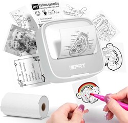 iDPRT Sticker Printer, Portable Sticker Maker Machine, Mini Inkless Bluetooth Thermal Printer for iPhone & Android, Pocket Printer for Labels, Barcodes, DIY Journaling, Kids Gift, Gray