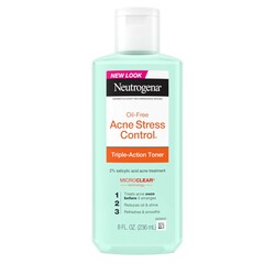 Neutrogena Acne Stress Control Oil-Free Triple-Action Face Toner, Skin Care with 2% Salicylic Acid, Acne Toner for Face with Green Tea & Cucumber Extract, Nourishing & Refreshing, 8 fl. oz