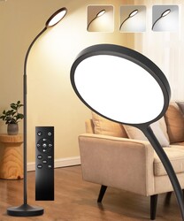 Tenmiro Dimmable Floor Lamp,Super Bright Modern LED Lamps Custom Color Temperature Standing Lamp with Remote Push Button Control,Adjustable Gooseneck Reading Floor Lamp for Living Room Bedroom Office