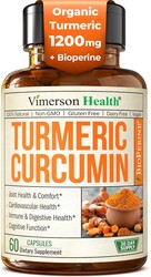 Turmeric with Black Pepper - High Potency Organic 1200mg Turmeric Curcumin Supplement for Joint Support & Digestive Health - Curcumin with Black Pepper for High Absorption - Non-GMO - 60 Capsules
