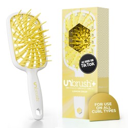FHI Heat UNbrush Plus — Curly Hair Brush for Gentle & Effective Detangling on Wet or Dry Fragile Hair Types — Detangler Brush w/ 84 UltraFlex Bristles, Ultra-light, Vented, Anti Static Hairbrush
