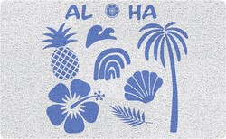 Aloha Hawaii Beach Door Mat, Blue Tropical Palm Tree Pineapple Coastal Welcome Mats for Front Door, Beach Doormat Indoor Outdoor Entrance Outside Inside Entryway, 17x30 Inch