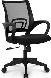 NEO CHAIR Office Desk Computer Chair Ergonomic Mesh Gaming Cushion Seat with Comfy Lumbar Mid Back Support Adjustable Height Swivel Rolling Wheels for Home Task (Black)
