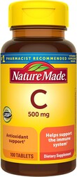 Nature Made Vitamin C 500 mg Tablets, Dietary Supplement, Vitamin C for Immune Support, 100 Tablets, 100 Day Supply