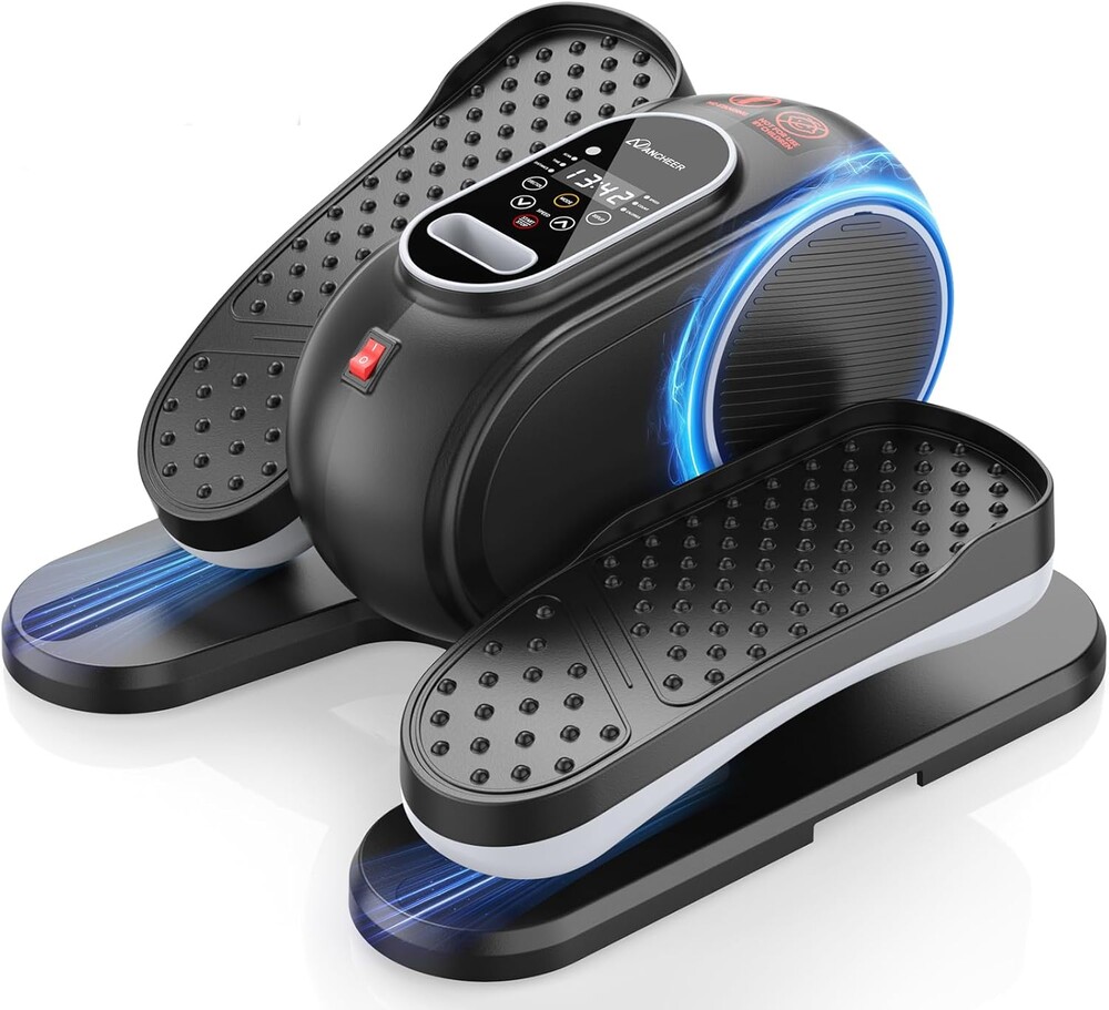 ANCHEER Under Desk Elliptical, 24-in-1 (12 Auto & 12 Manual) Elliptical Machine with Wireless Remote&Dual-Direction, Quiet Compact Leg Exerciser for Home Office