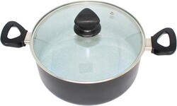 IMUSA 4.8 Qt Gray Speckled Ceramic Caldero Dutch Oven Stock Pot with Glass Lid – Nonstick Rice, Soup, Stew Pot for Hispanic Cooking, Pasta, Vegetables & Family Meals