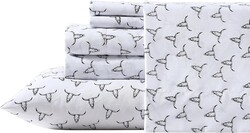 Wrangler - Full Size Sheet Set, Ultra-Soft & Lightweight Bedding, Lightweight for Year Round Comfort, Deep Pockets, Bed Sheets with Matching Fitted & Pillowcases (Steer Skulls Black)