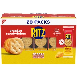 RITZ Cheese Sandwich Crackers, Lunch Snacks, 20 Snack Packs (6 Crackers Per Pack)