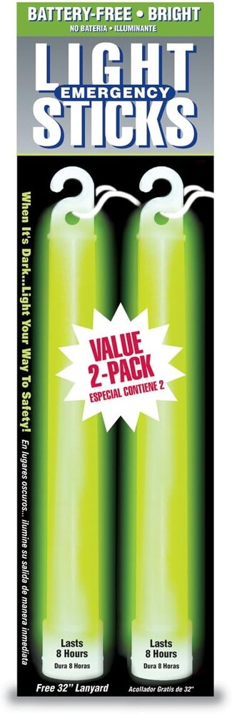 Ready America 27217 8-Hour Emergency Lighsticks (2 Pack), Green