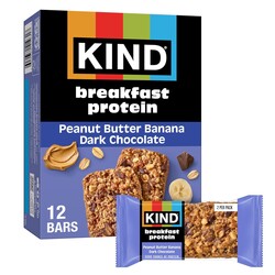 KIND Breakfast Protein Bars, Peanut Butter Banana Dark Chocolate, Gluten Free, Low Sodium, Healthy Snacks, 8g Protein, 6 Count (6 Packs of 2 Bars)