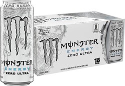 Monster Energy Zero Ultra, Sugar Free Energy Drink, 16 Ounce | Pack of 15