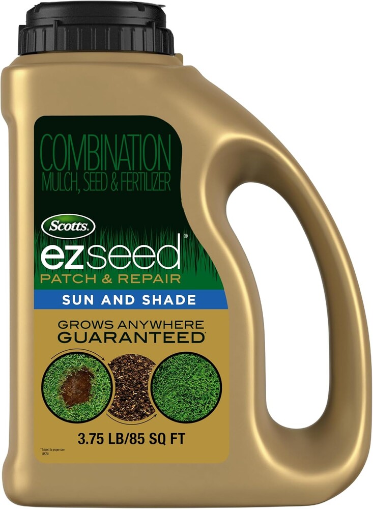 Scotts EZ Seed Patch & Repair for Sun and Shade - Combination Mulch, Sun and Shade Grass Seed & Fertilizer for Bare Spots & Lawn Patch Repair, Covers up to 85 sq. ft., 3.75 lb.