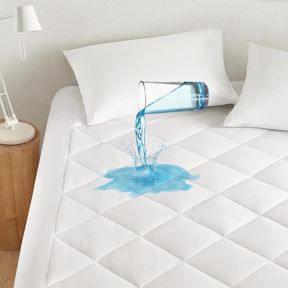 Sleep Philosophy Waterproof Mattress Protector Full Size Mattress Pad, 3M Scotchgard, Quilted & Fitted Microfiber Mattress Topper, Noisless & Deep Pocket Fits Up to 20" Mattress, Full White