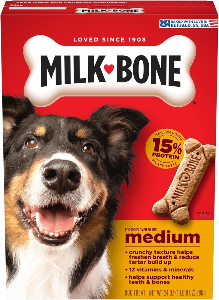 Milk-Bone Original Dog Treats Biscuits for Medium Dogs, 24 Ounces (Packaging May Vary)