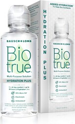 Biotrue Hydration Plus Contact Lens Solution, Multi-Purpose for Soft Lenses, Hydrates with Hyaluronan, Cleans, Clears, and Disinfects for All-Day Comfort, 4 Fl Oz (Pack of 1)