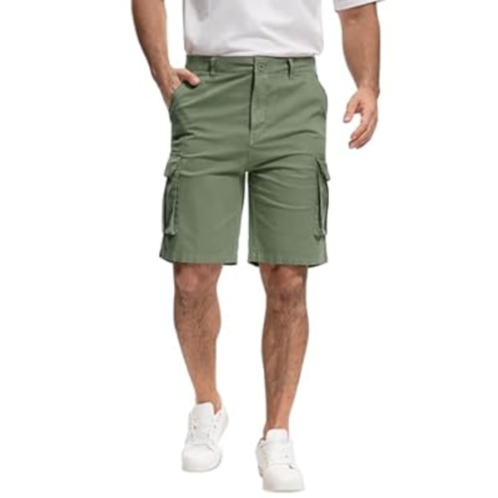 AOHIKE Men's Cargo Shorts 9" Inseam - Hiking Shorts Men with 7 Pockets, Breathable Cotton Mens Shorts for Gym Travel Outdoor