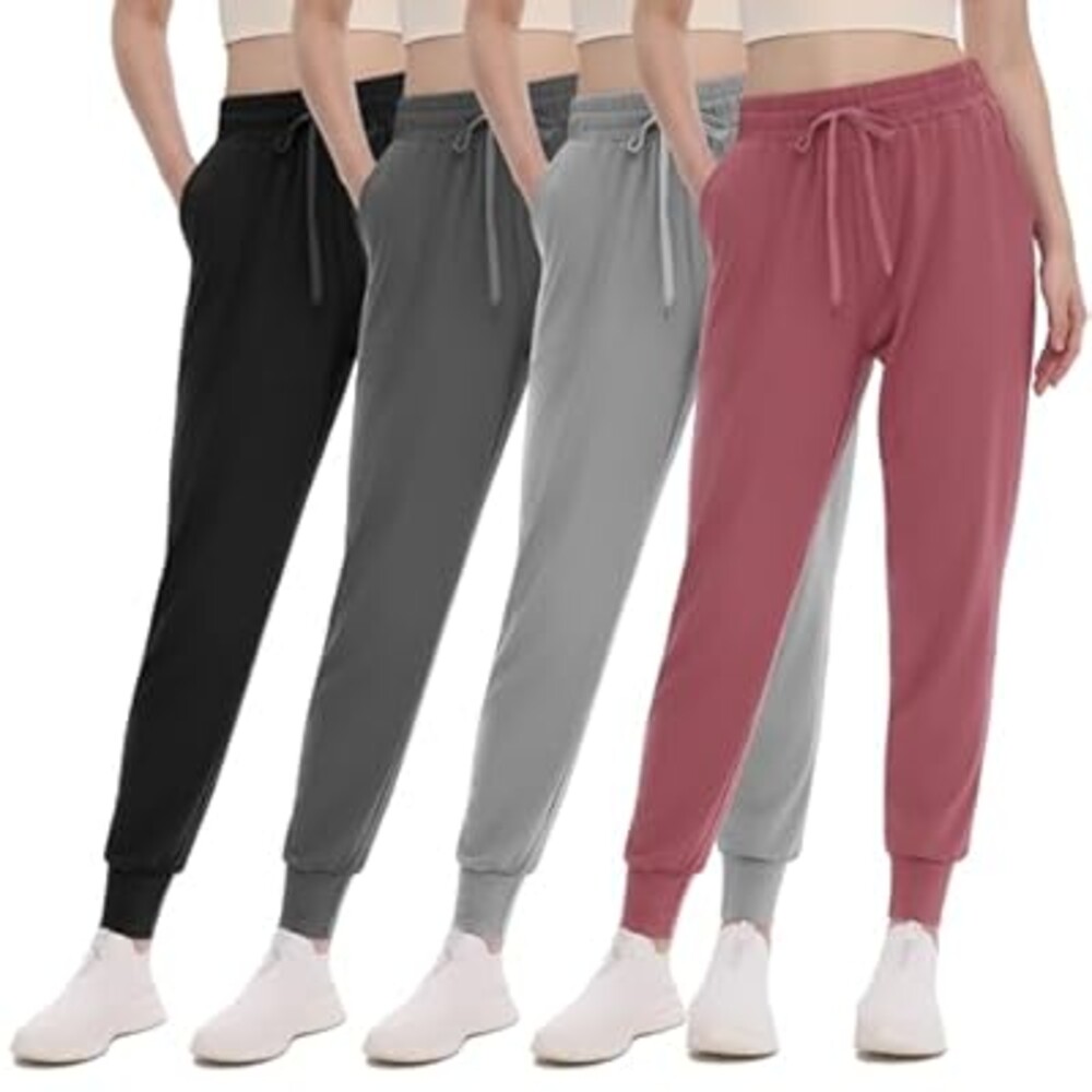 GAYHAY 4 Pack Joggers for Women - Drawstring Jogger Sweatpants Women Athletic Sweat Pants with Pockets for Workout Yoga Gym
