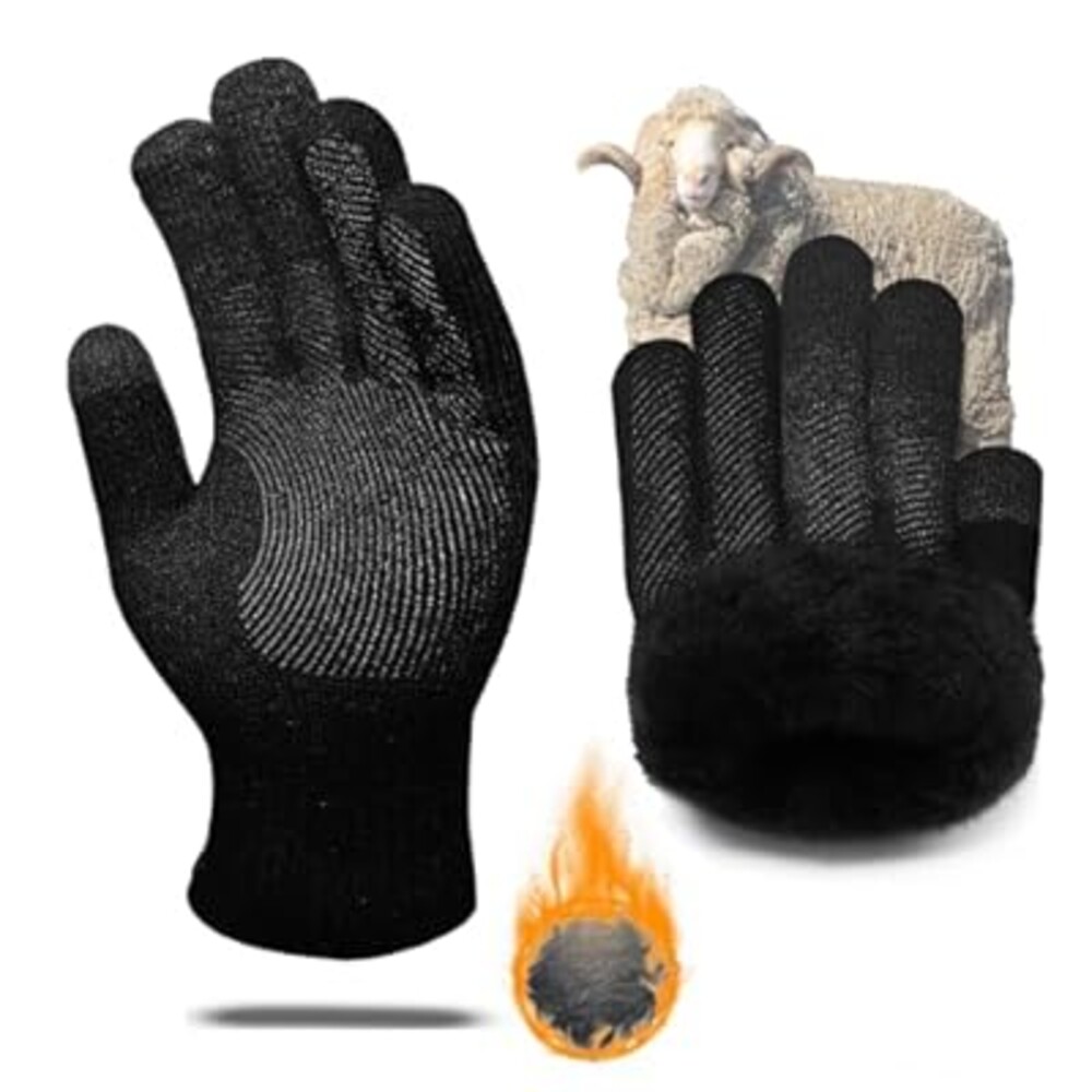 CozyGalar Winter Gloves Men Women, Thermal Merino Wool,6 Finger Touch Screen, Warm Fleece lined for Christmas