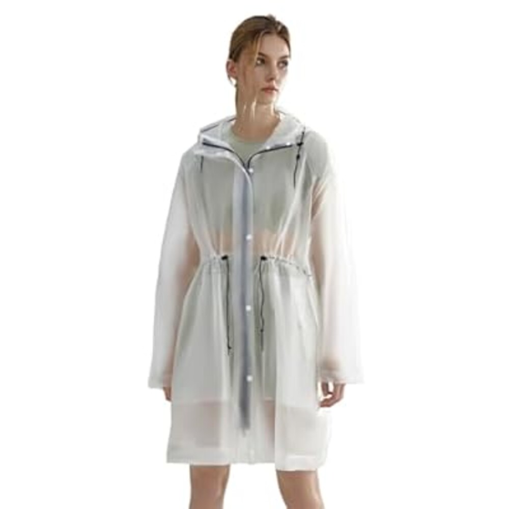 L-Rain TPU Clear Rain Coat for Women - Waterproof Packable Fashion Rain Poncho with Hood Reusable Raincoat