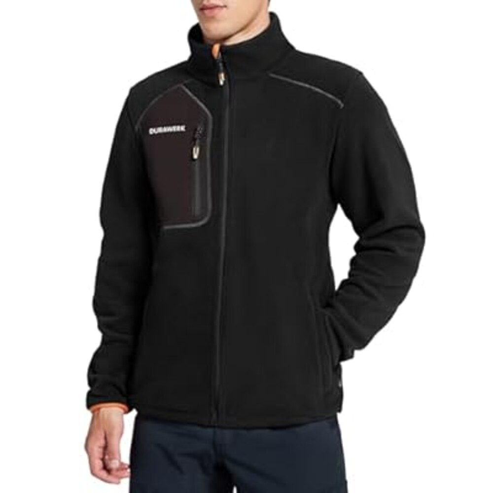 DURAWERK Fleece Jacket Mens Full Zip Lightweight Winter Jackets for Men Casual Outwear with Pockets for Hiking & Work