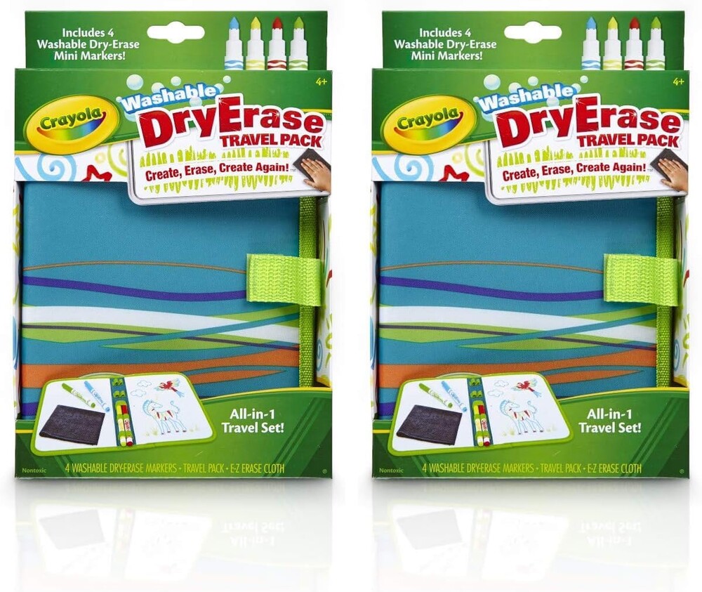 Crayola Washable Dry Erase Travel Pack, Whiteboard for Kids, Ages 4, 5, 6, 7 (Pack of 2)