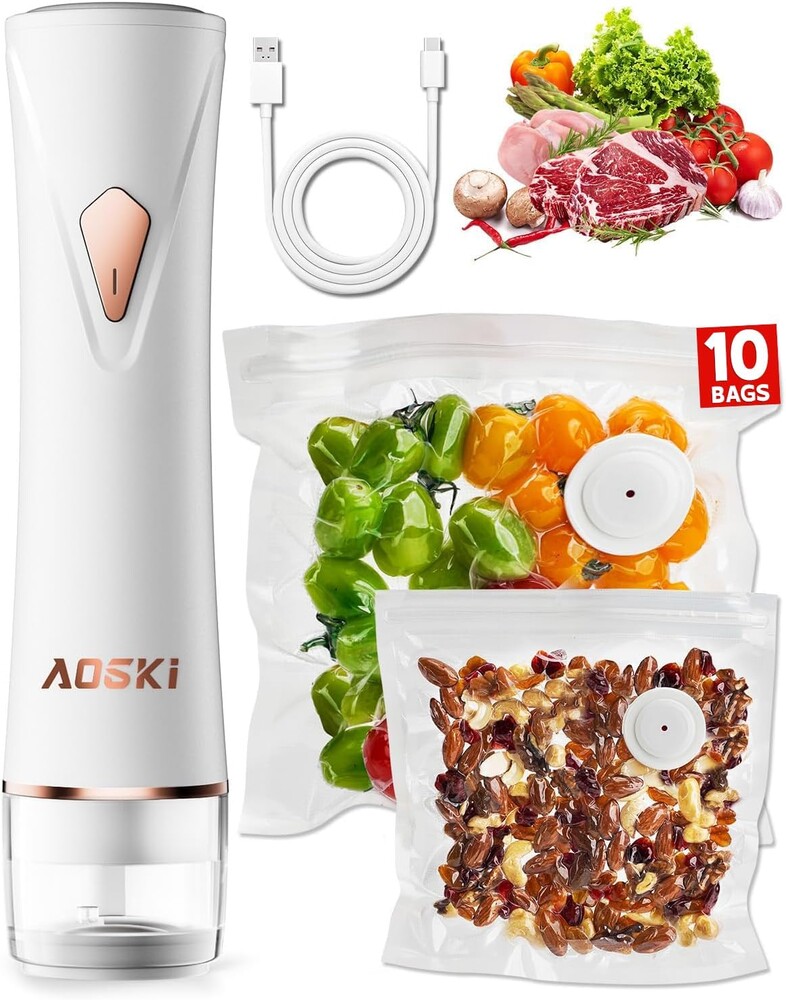 Compact Vacuum Sealer for Food Sealer: Handheld Portable Vacuum Sealer Machine for Food Storage, Rechargeable Food Vacuum Sealing for Kitchen Travel Fridge Meal Prep, Gifts for Mom, Wife, Chef & Home