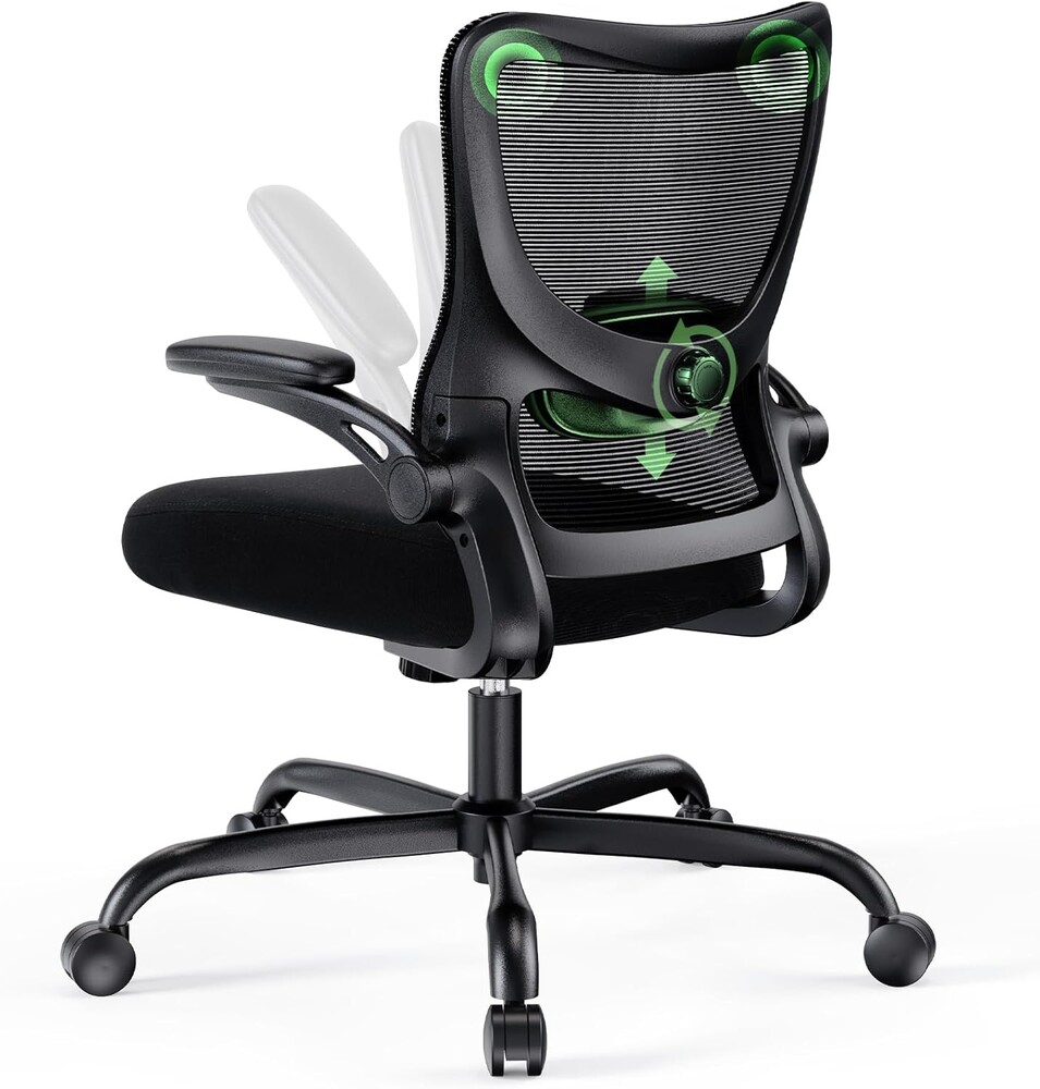 Marsail Ergonomic Office Chair with Adjustable Lumbar Support, 3-Way PU Armrests & Breathable Mesh for Home Office and Gaming