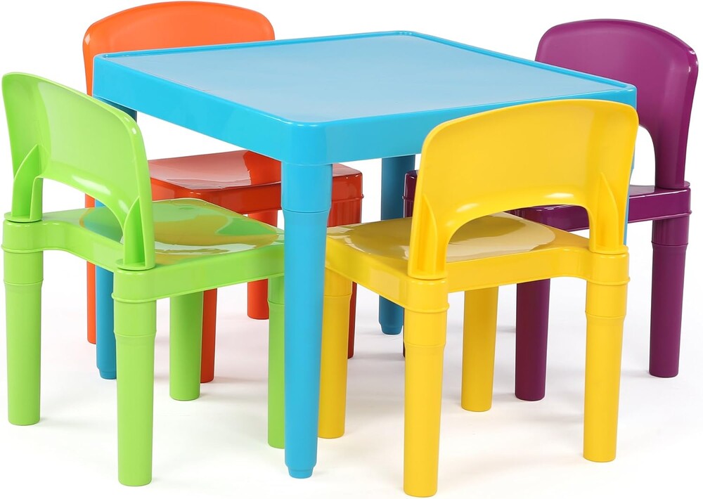 Humble Crew Tot Tutors Plastic Table and 4 Chairs Set - Aqua Blue