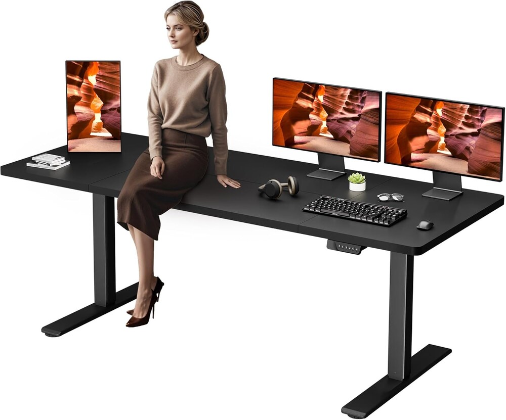 Dual Motor Standing Desk, Large Stand Up Desks, 79x31 Inches Electric Sit Stand Desk, 4 Memory Preset Adjustable Height Home Office Desk (Black)