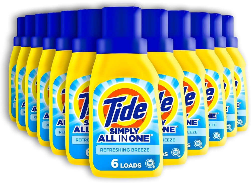 Tide Simply All-In-One Liquid Laundry Detergent, Refreshing Breeze Scent, 10 fl oz Each (Pack of 12)