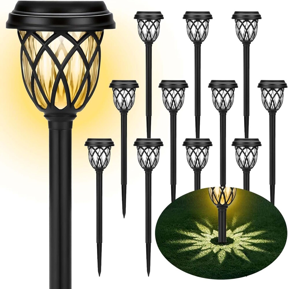 Solar Lights Outdoor 12 Pack Solar Garden Lights Waterproof IP65 Solar Landscape Lights Solar Pathway Lights for Patio, Yard, Driveway Decoration (Warm White