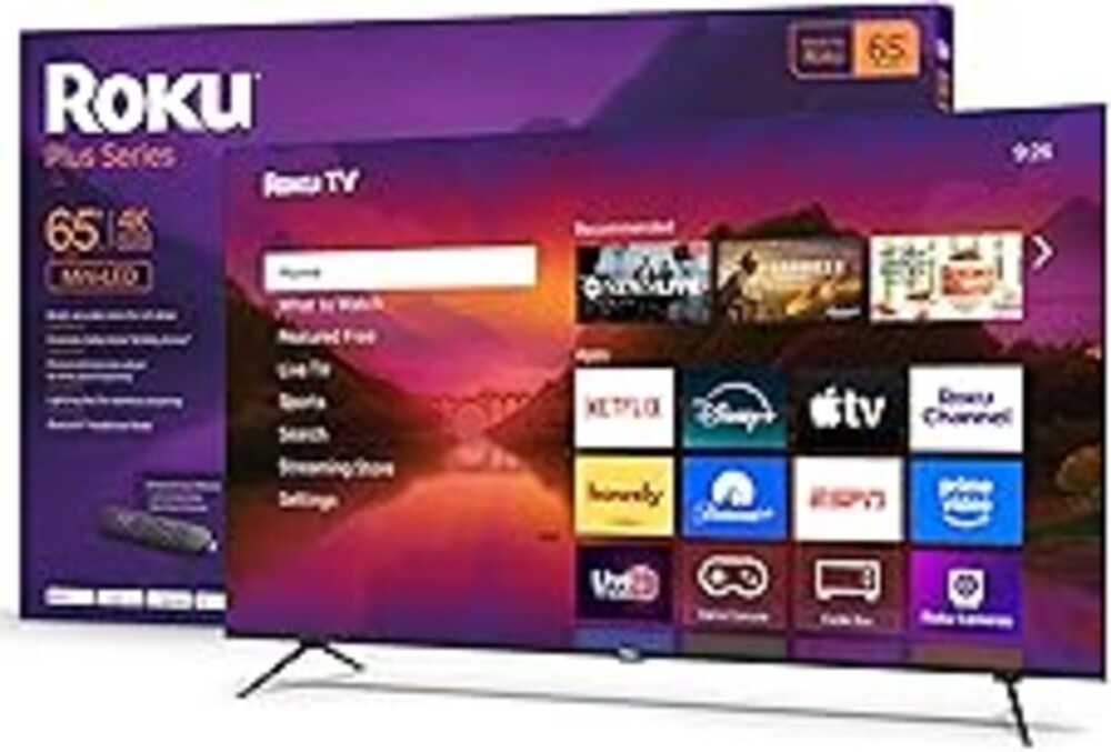 Roku Smart TV – 65-Inch Plus Series, Mini-LED TV – RokuTV with Enhanced Voice Remote – Flat Screen 4K QLED Television with Dolby Vision & Wi-Fi for Streaming Live Local News, Sports