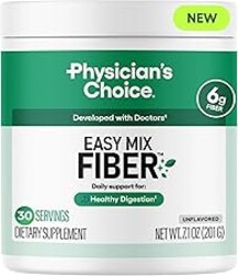 Physician's CHOICE Easy Mix Fiber for Digestive Health & Regularity - No Grit, Sugar Free, & Tasteless - Daily Prebiotic Soluble Fiber Powder Supplement for Women and Men - Unflavored - 7.1oz