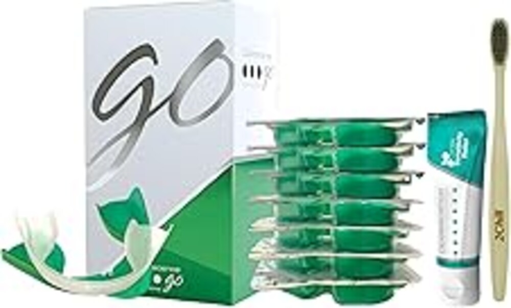 Opalescence GO 15 Whitening Bundle - (7 Treatments) Hydrogen Peroxide Prefilled Teeth Whitening Trays and Travel Sensitive Whitening Toothpaste 1 Oz - Mint Flavor- Includes a Toothbrush - 6288-1T