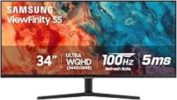 Samsung 34" ViewFinity S50GC Series Ultrawide QHD Monitor, 100Hz, 5ms, HDR10, AMD FreeSync, Ultrawide Screen, Eye Care, Thin Bezels, PIP, PBP, LS34C50DGANXZA, 2023, Black