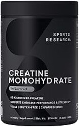 Sports Research Creatine Monohydrate - Gain Lean Muscle, Improve Performance and Strength and Support Workout Recovery* - 5 g Micronized Creatine - 17.64 oz