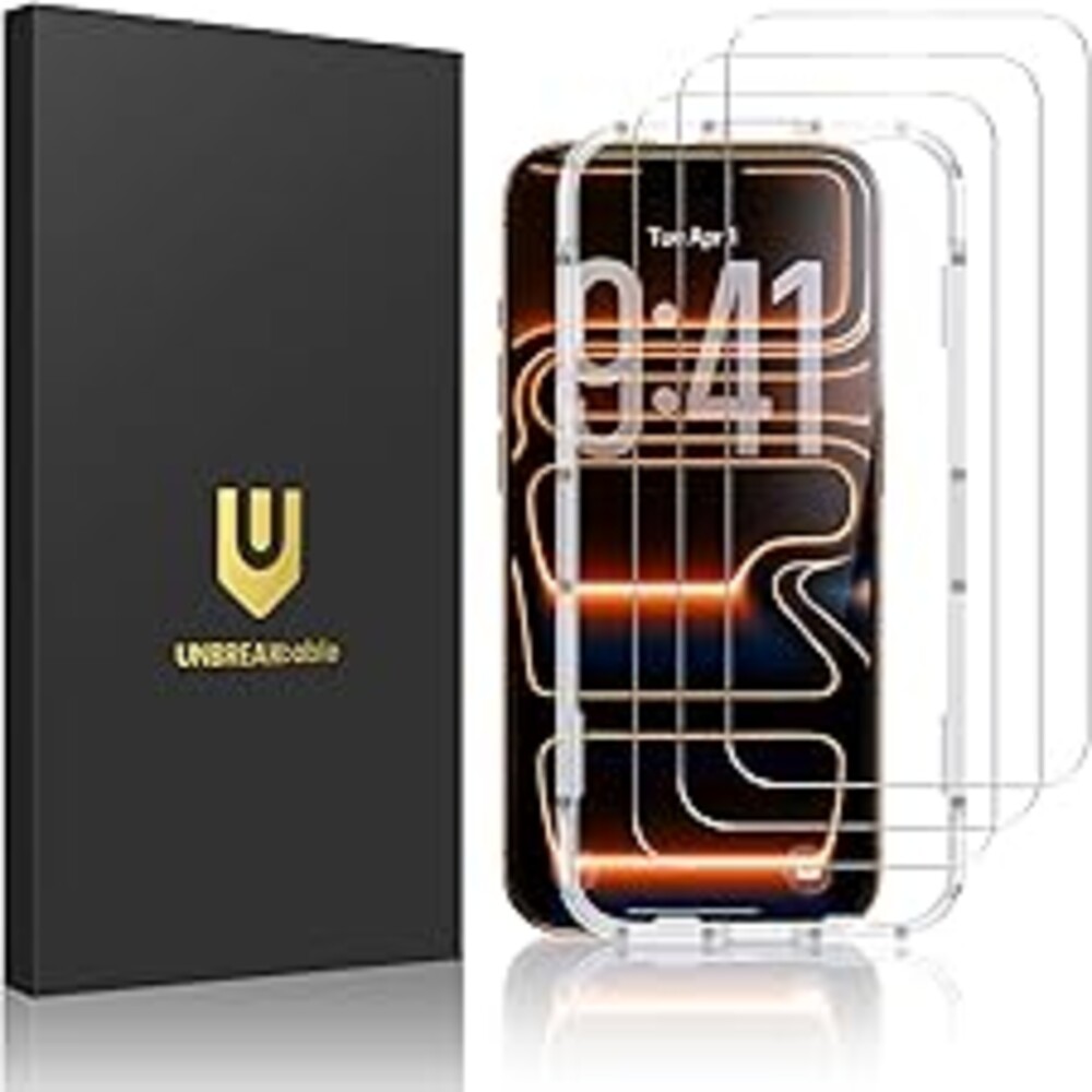 UNBREAKcable 3-Pack Screen Protector for iPhone 17 Pro Max, Double Shatterproof Tempered Glass [Easy Installation Frame] [9H Hardness] [99.99% HD Clear] [Case Friendly] for iPhone 6.9 inch