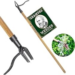 Grampa's Weeder - The Original Stand Up Weed Puller Tool with Long Handle - Made with Real Bamboo & 4-Claw Steel Head Design - Easily Remove Weeds Without Bending, Pulling, or Kneeling.
