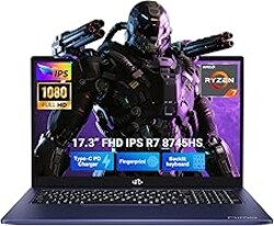 NIMO 17.3" IPS-Gaming-Laptop, AMD Ryzen 7 8745HS Up to 4.9GHz Beat R9 7940HS 32GB RAM 1TB SSD Radeon 780M-Graphics, WiFi 6E USB4 Backlit Keyboard Fingerprint, Win 11 PC for Work & Play 2-Yr Warranty