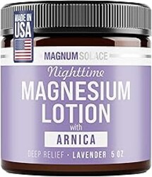 Magnum Solace Nighttime Magnesium Lotion with Arnica – Highly Concentrated Magnesium for Muscles & Joints – Apply to Legs or Feet Before Bed – Skin-Friendly
