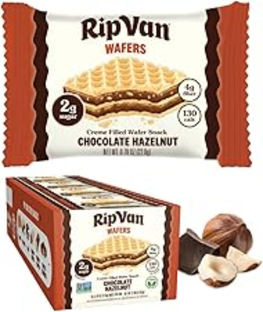 Rip Van Chocolate Hazelnut Wafer Cookies, Keto, Non-GMO, Healthy Snacks, Low Carb & Low Sugar (2g), Low Calorie, Vegan, 16 Count
