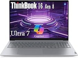 Lenovo ThinkBook 16 Gen 8 Business Laptop, 16" WUXGA IPS Display, Intel Core Ultra 7 255H, 16GB DDR5 RAM, 1TB PCIe SSD, Fingerprint Reader, Copilot AI PC Office 365 for Web, Arctic Grey Windows 11 Pro