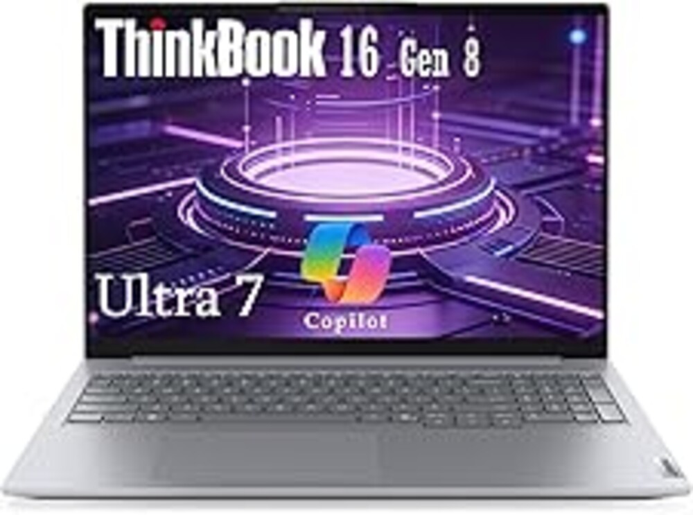 Lenovo ThinkBook 16 Gen 8 Business Laptop, 16" WUXGA IPS Display, Intel Core Ultra 7 255H, 16GB DDR5 RAM, 1TB PCIe SSD, Fingerprint Reader, Copilot AI PC Office 365 for Web, Arctic Grey Windows 11 Pro