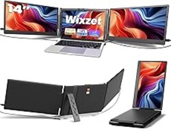 Wixzet Laptop Screen Extender, 14" FHD 1080P Portable Laptop Monitor, Plug and Play Triple Screen Extender, Auto-Adjust Width Dual Monitor for 13–17" Laptops, Compatible with macOS, Wins, Chrome, Dex