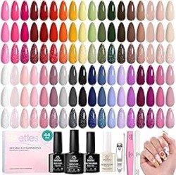 beetles 44pcs Gel Nail Polish Set - 36 Colors Colorful Muse Gel Polish Kit Pink Nude Red Yellow Green Black White Glitter Nail Kit Base Top Coat UV LED Needed Salon DIY Home Gift for Women