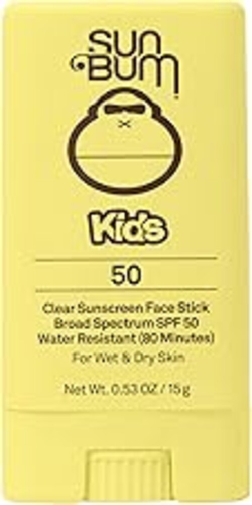 Sun Bum Kids SPF 50 Clear Face Stick Sunscreen - Wet or Dry Skin Application Broad Spectrum Sunscreen with Vitamin E - Hawaii Act 104 Compliant (Without Octinoxate & Oxybenzone) - Travel Size 0.53 oz