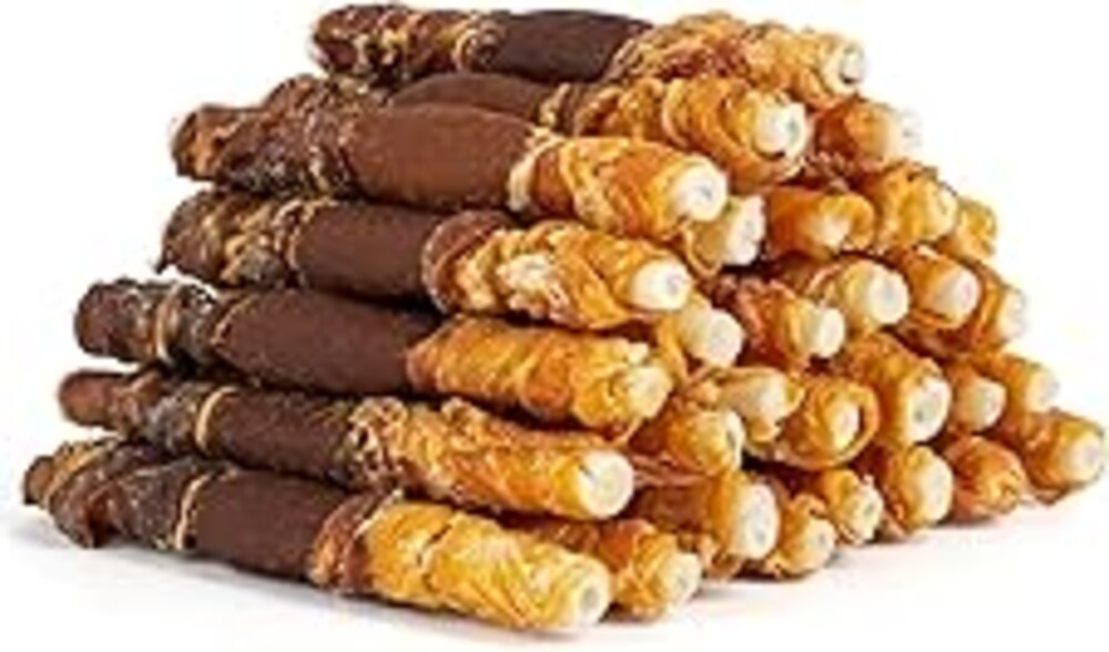 MON2SUN Dog Treats, Triple Flavor 5 Inch Chicken Liver Duck and Chicken Wrapped Rawhide Snacks for Small and Medium Dogs, 21.16 Oz (30 Count-Pack of 1)