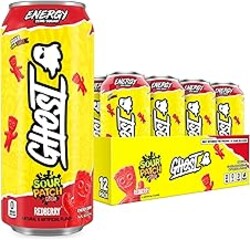 GHOST Energy Drink - 12-Pack, Sour Patch Kids Redberry, 16oz - Energy & Focus & No Artificial Colors - 200mg of Natural Caffeine, L-Carnitine & Taurine - Gluten-Free & Vegan